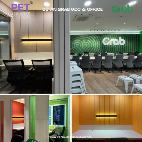 HOÀN THIỆN TIÊU ÂM VĂN PHÒNG GRAB GDC & OFFICE TẠI KIM ÁNH BUILDING: NÂNG CẤP MÔI TRƯỜNG LÀM VIỆC BẰNG TẤM PET ACOUSTIC