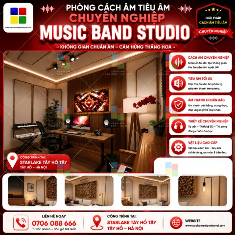 Thiết Kế Thi Công Tiêu Âm Music Band Studio Starlake Tây Hồ Tây – Đỉnh Cao Quiet Luxury