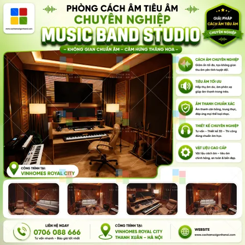 Thiết Kế Thi Công Tiêu Âm Music Band Studio Vinhomes Royal City – Đẳng Cấp Âm Thanh Thượng Lưu