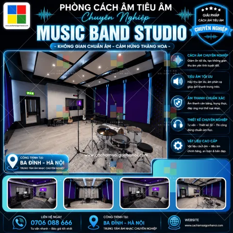 Thiết Kế Thi Công Tiêu Âm Music Band Studio Ba Đình – Không Gian Âm Nhạc Chuyên Nghiệp