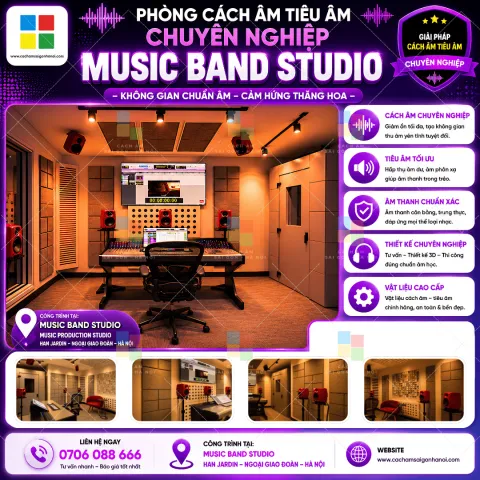 Thiết Kế Thi Công Tiêu Âm Music Band Studio Han Jardin Ngoại Giao Đoàn – Đỉnh Cao Âm Học Chuẩn Quốc Tế