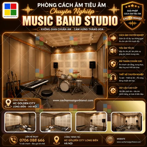 Thiết Kế Thi Công Tiêu Âm Music Band Studio HC Golden City – Chuẩn Âm Đẳng Cấp