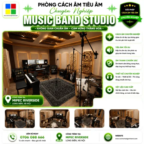 Thiết Kế Thi Công Tiêu Âm Music Band Studio Mipec Riverside – Đỉnh Cao Không Gian Chuẩn Âm