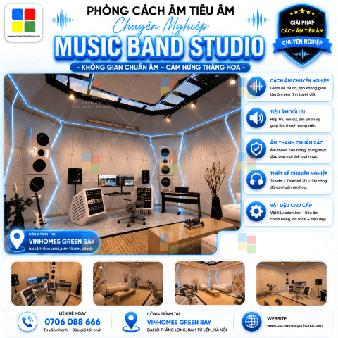 Thiết Kế Thi Công Tiêu Âm Music Band Studio Vinhomes Green Bay – Đỉnh Cao Thẩm Mỹ "Bespoke" Sang Trọng