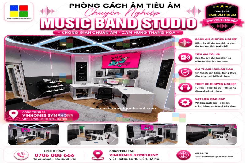 Thiết Kế Thi Công Tiêu Âm Music Band Studio Vinhomes Symphony – Đỉnh Cao Âm Học Hiện Đại