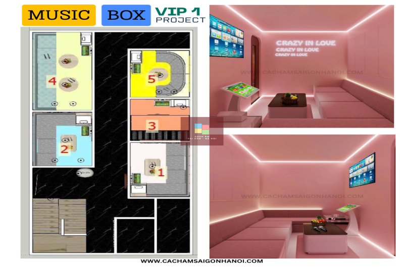 THIẾT KẾ & THI CÔNG MÔ HÌNH MUSIC BOX (KARAOKE BOOTH) CHUYÊN NGHIỆP TẠI VINCOM CẨM PHẢ, QUẢNG NINH