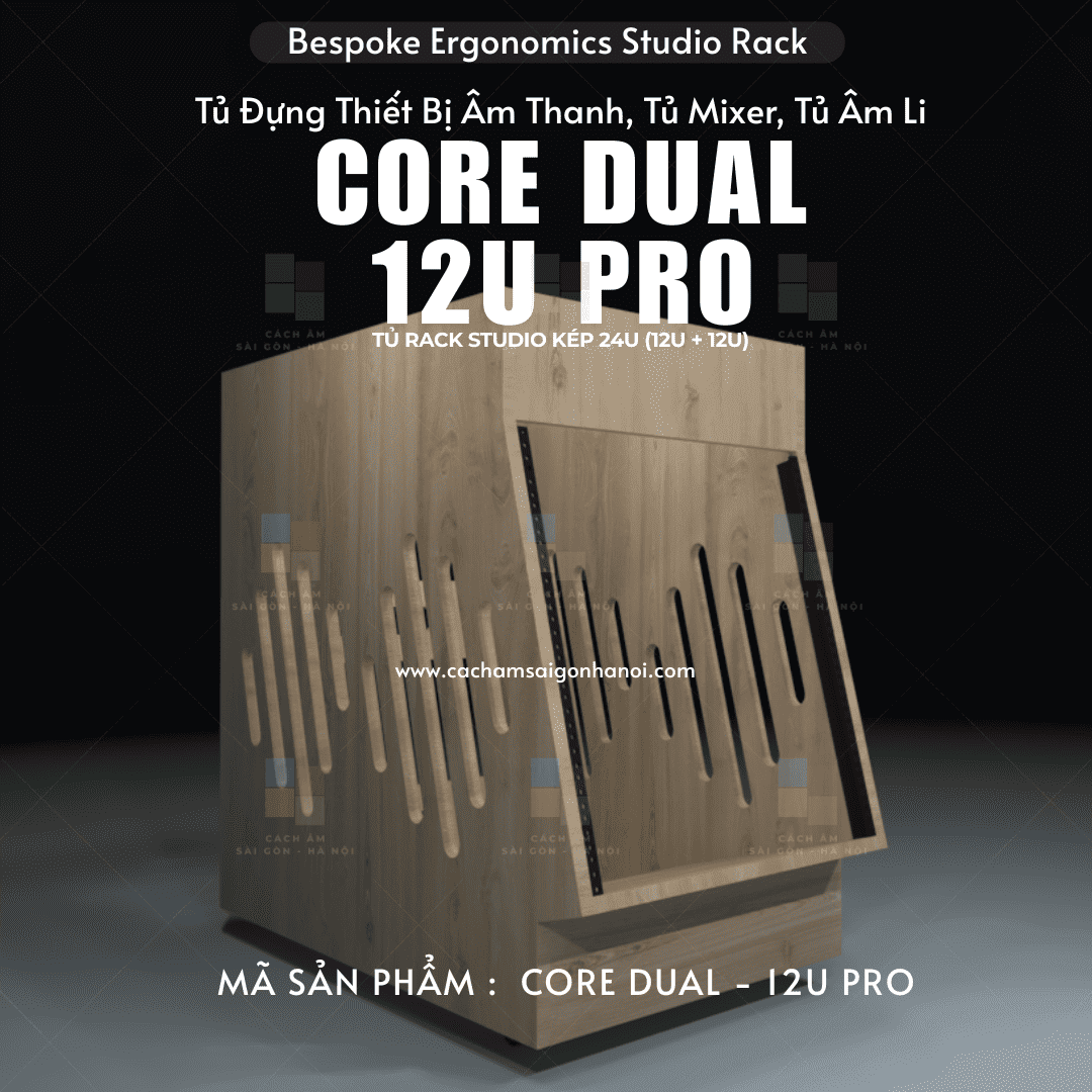 CORE DUAL 12U PRO – Tủ Rack Studio Kép 24U (12U + 12U) Cho Thiết Bị Âm Thanh