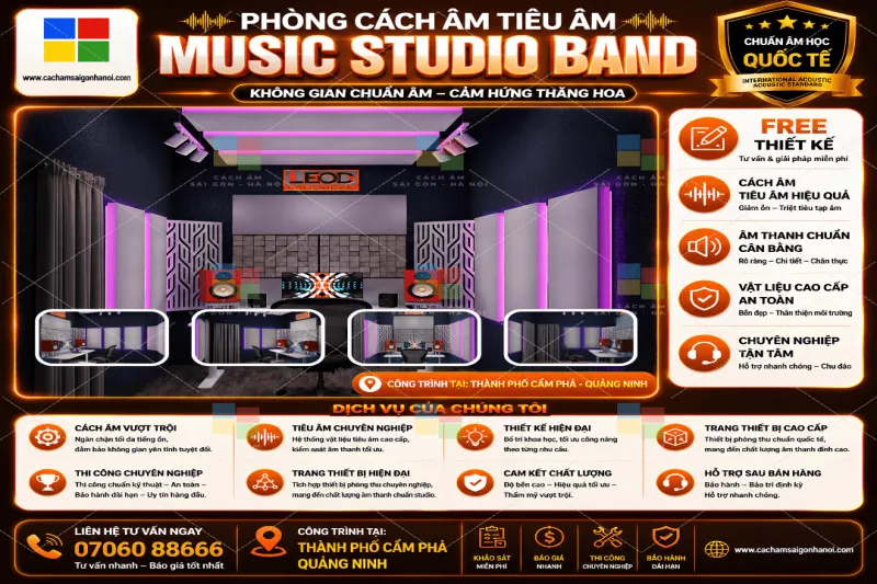 Thiết Kế Thi Công Tiêu Âm Music Band Studio Cẩm Phả Quảng Ninh – Chuẩn Âm Đẳng Cấp