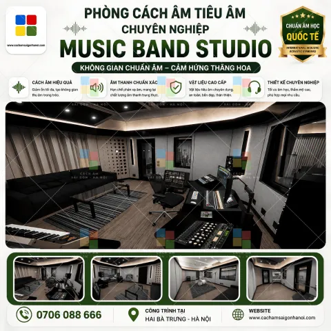 Thiết Kế Thi Công Tiêu Âm Music Band Studio Hai Bà Trưng – Không Gian Âm Thanh Độc Bản