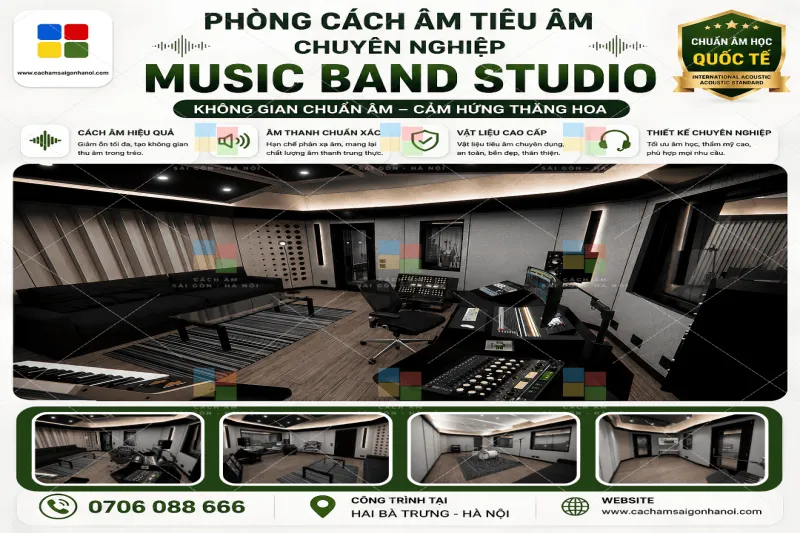 Thiết Kế Thi Công Tiêu Âm Music Band Studio Hai Bà Trưng – Không Gian Âm Thanh Độc Bản