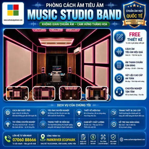 Thiết Kế Thi Công Tiêu Âm Music Band Studio ParkRiver Ecopark – Đỉnh Cao Không Gian Cyberpunk