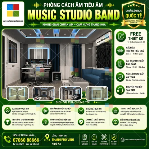 Thiết Kế Thi Công Tiêu Âm Music Band Studio Thành Phố Vinh – Đỉnh Cao Âm Học Chuyên Nghiệp