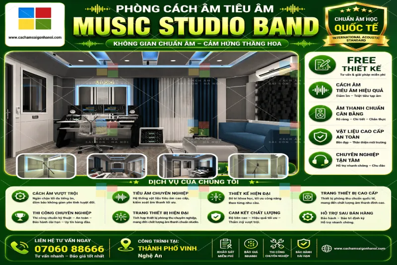 Thiết Kế Thi Công Tiêu Âm Music Band Studio Thành Phố Vinh – Đỉnh Cao Âm Học Chuyên Nghiệp