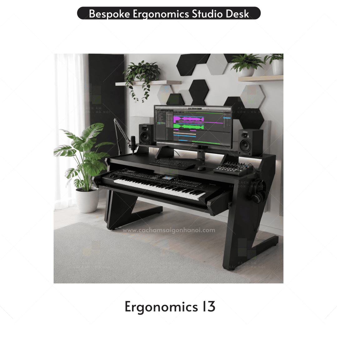 Bàn phòng thu Ergonomics 13 trong không gian home studio hiện đại