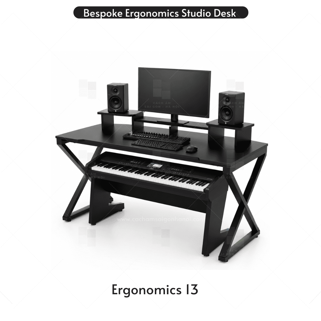 Studio Desk Ergonomics 13 tích hợp khay trượt đàn piano và loa kiểm âm
