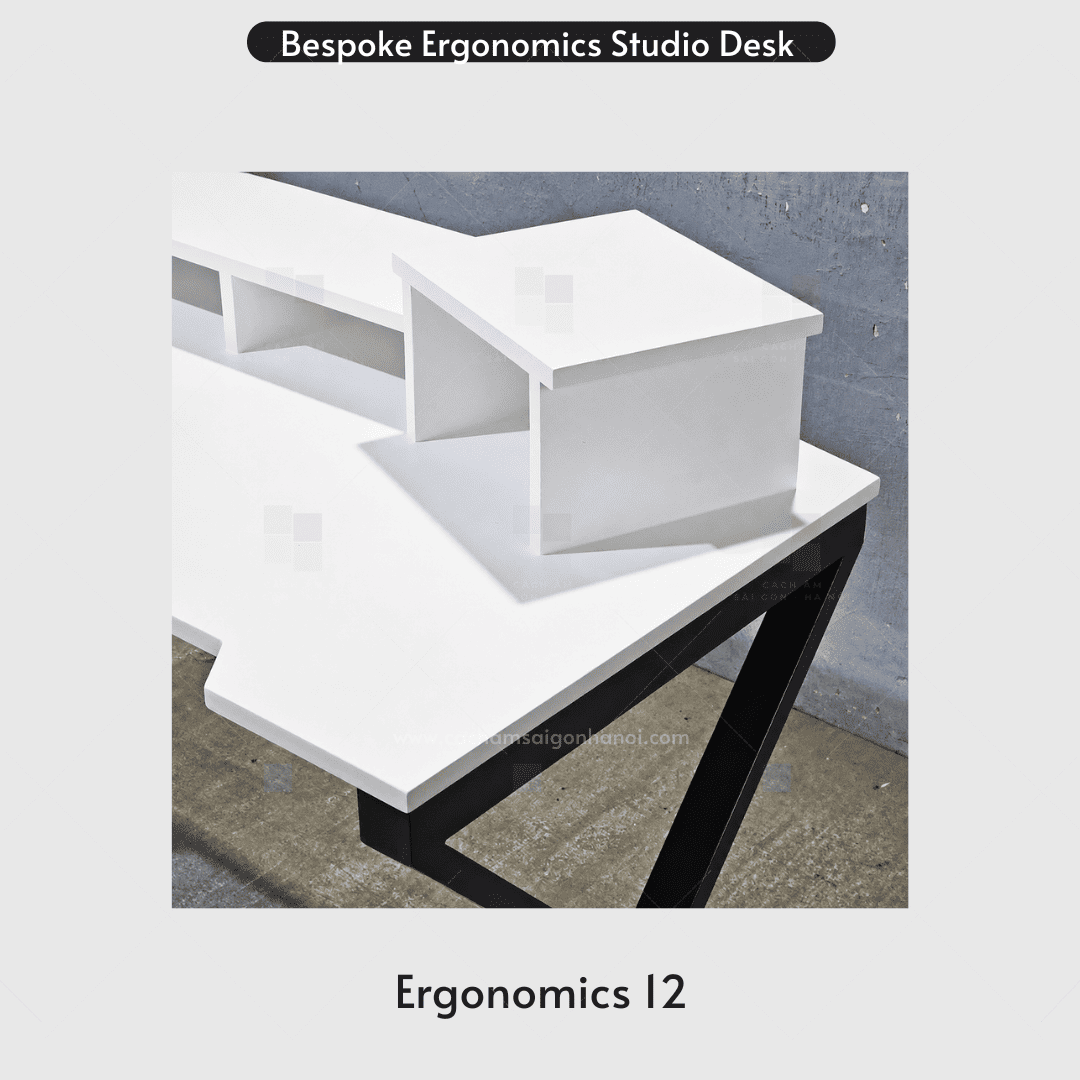 Chi tiết bệ đặt loa monitor của bàn phòng thu Ergonomics 12