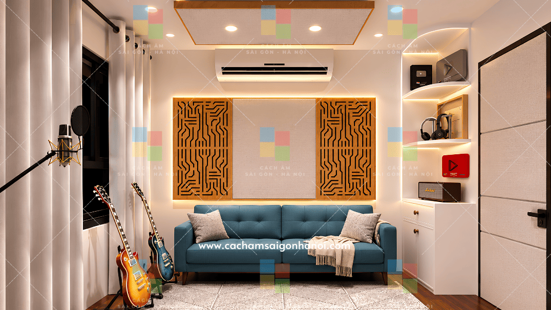 Khu vực sofa thư giãn trong Home Music Production Studio