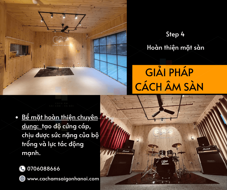 Hoàn thiện mặt sàn nổi Floating Floor chịu lực cho phòng tập Guitar Plus tại COMPLEX 01 Hà Nội