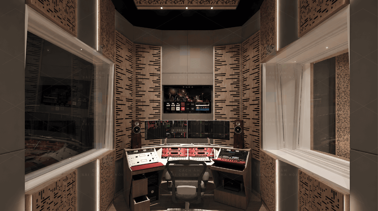 Không gian Music Production Studio tại Xuân Thủy Cầu Giấy nhìn từ cửa vào