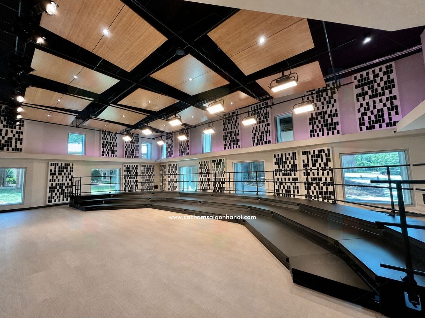 Hệ thống trần tiêu âm kết hợp chiếu sáng sân khấu trong Auditorium Acoustic tại Bắc Ninh