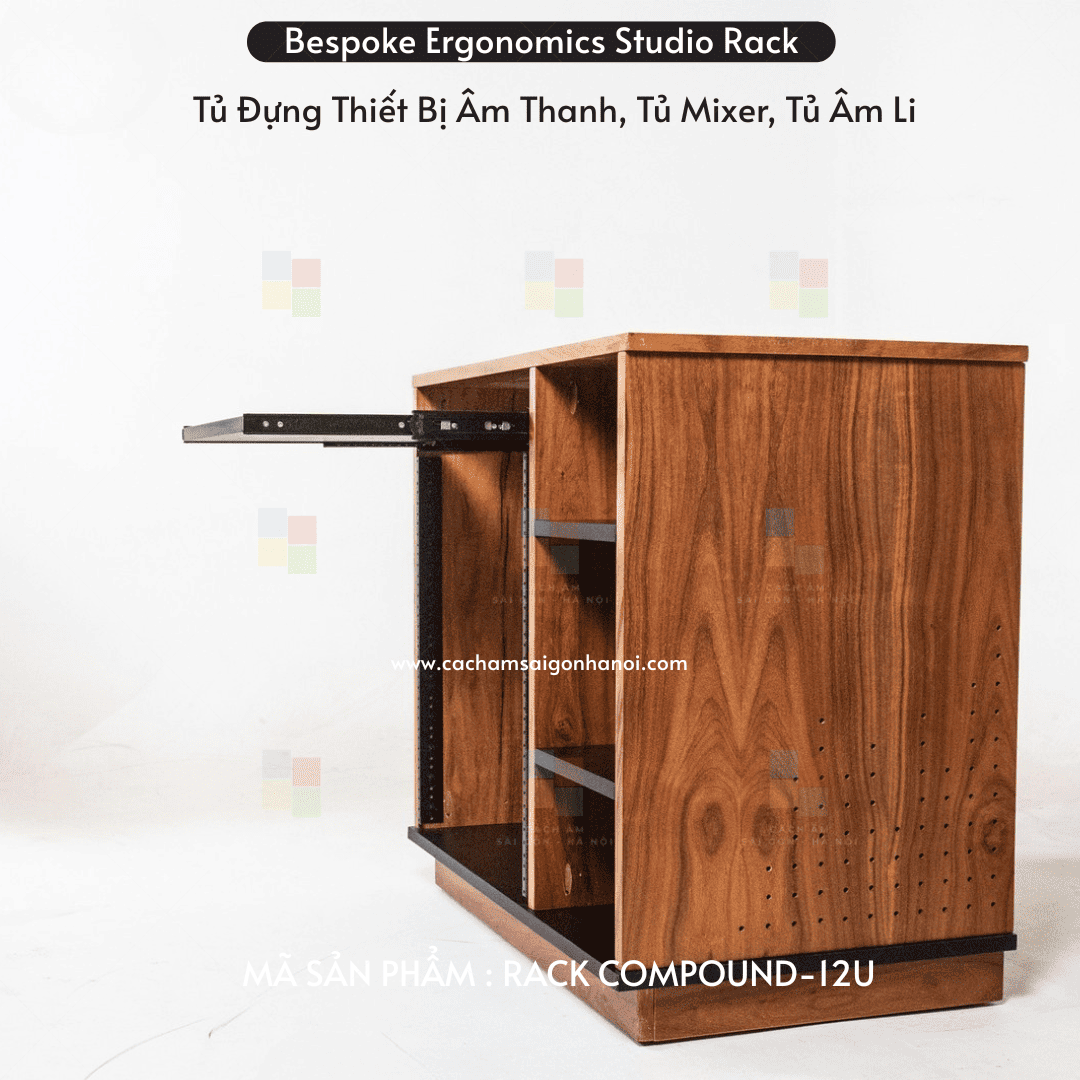 Thiết kế thân tủ vân gỗ và hệ thống rack của COMPOUND-12U