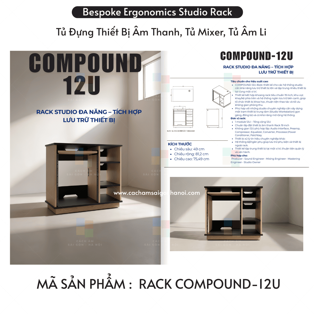 Thông số kích thước RACK COMPOUND-12U tủ rack studio 12U