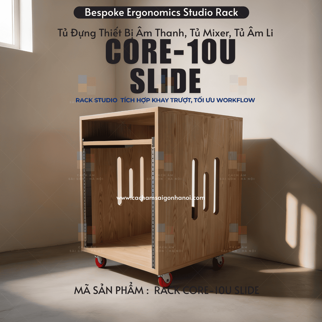 RACK CORE-10U SLIDE tủ rack studio 10U tích hợp khay trượt