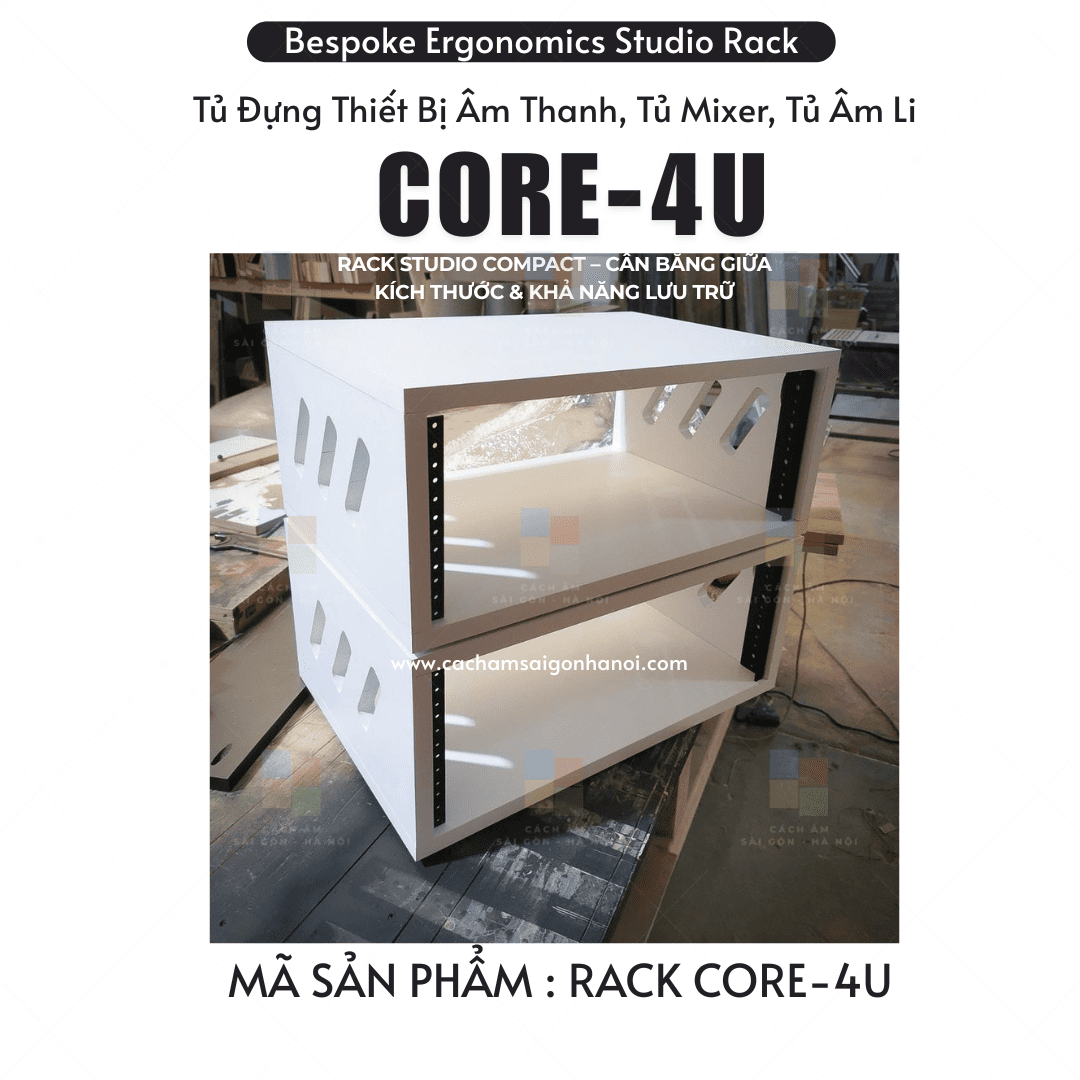 RACK CORE-4U màu trắng thực tế tại xưởng