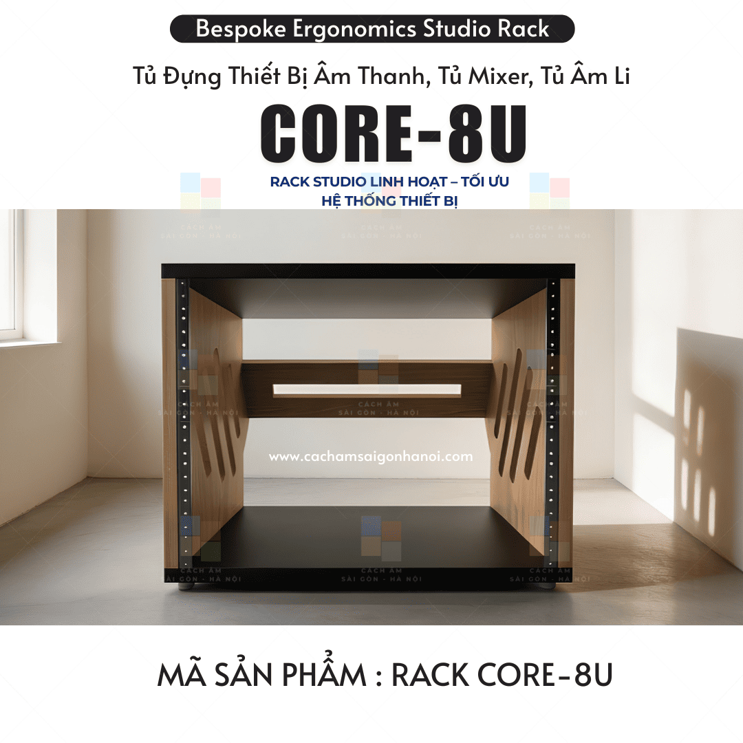 Mặt trước RACK CORE-8U chuẩn rack studio 19 inch
