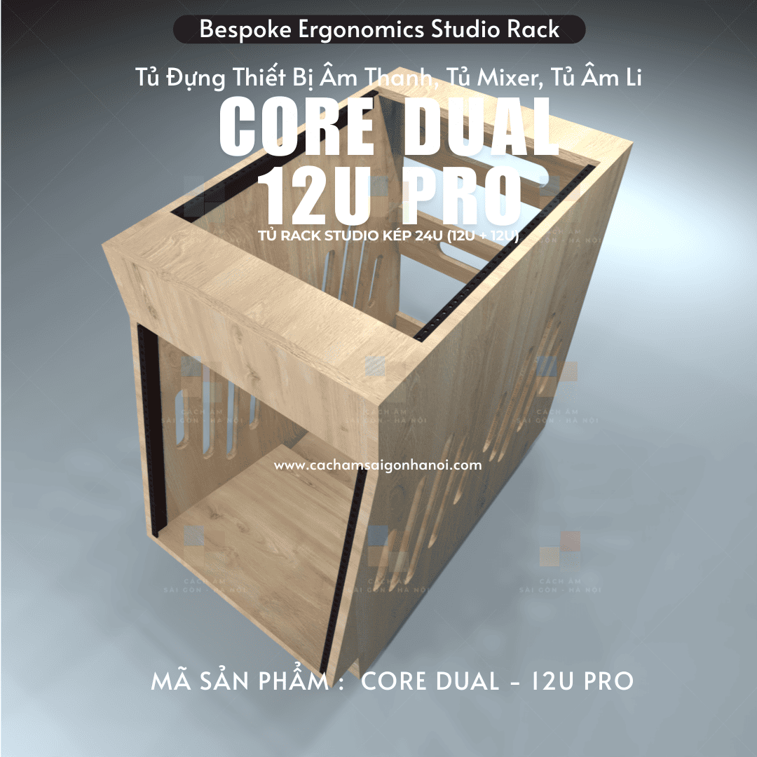 ủ rack studio CORE DUAL 12U PRO 24U hai khoang 12U