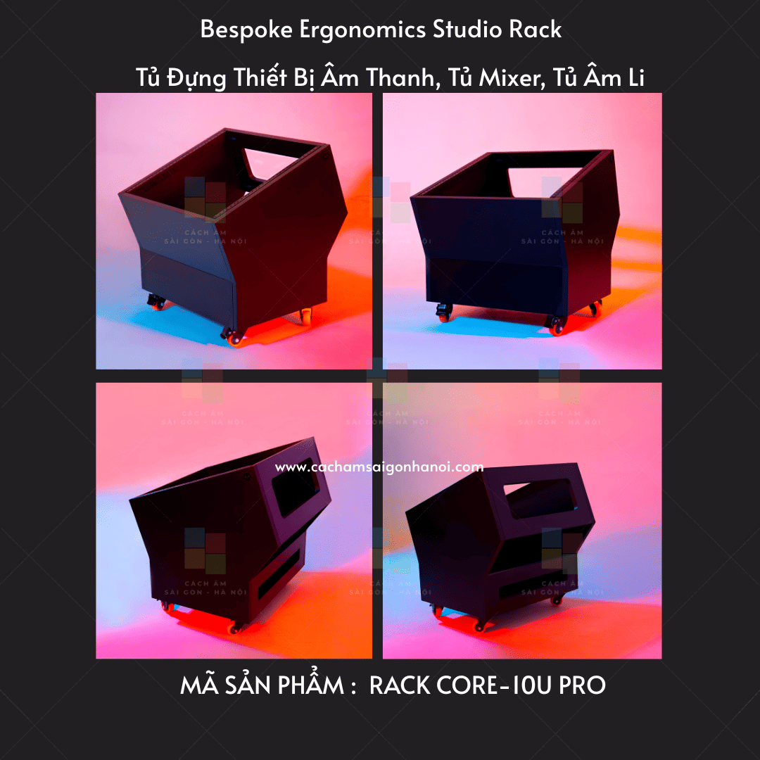Tủ rack studio RACK CORE-10U PRO màu đen nhiều góc