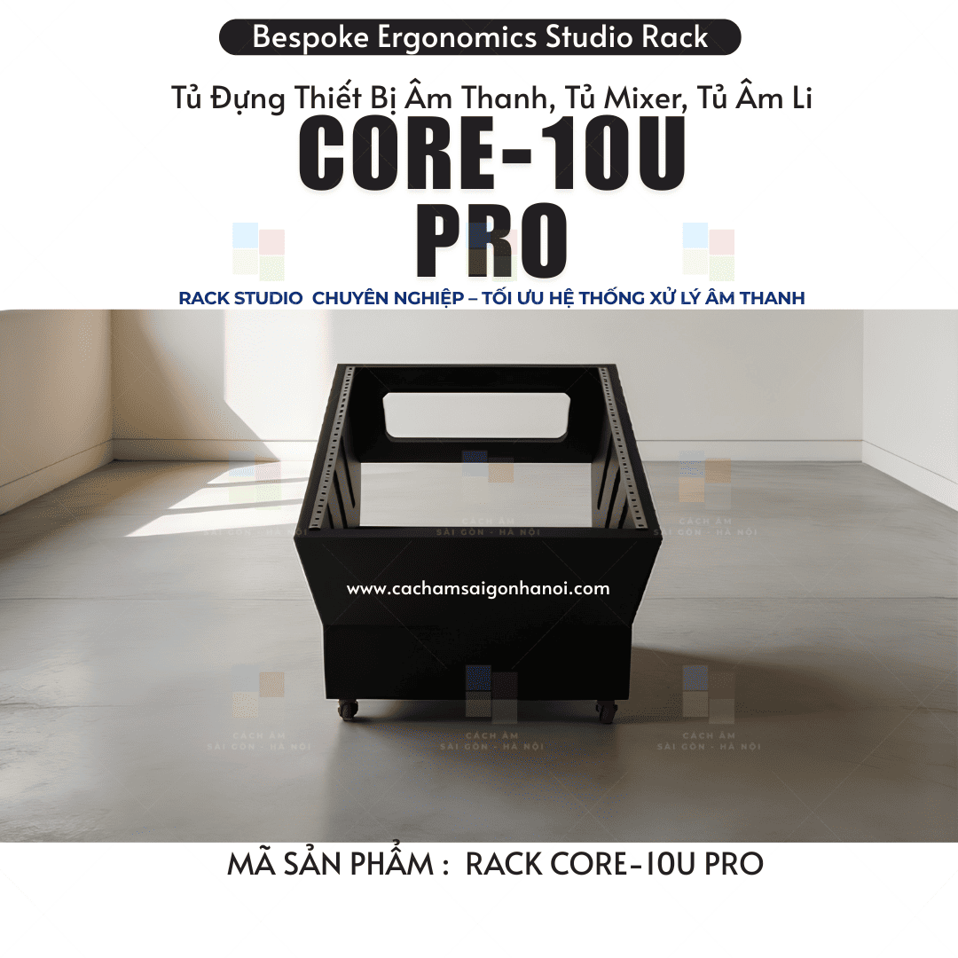 RACK CORE-10U PRO thiết kế mặt rack nghiêng công thái học