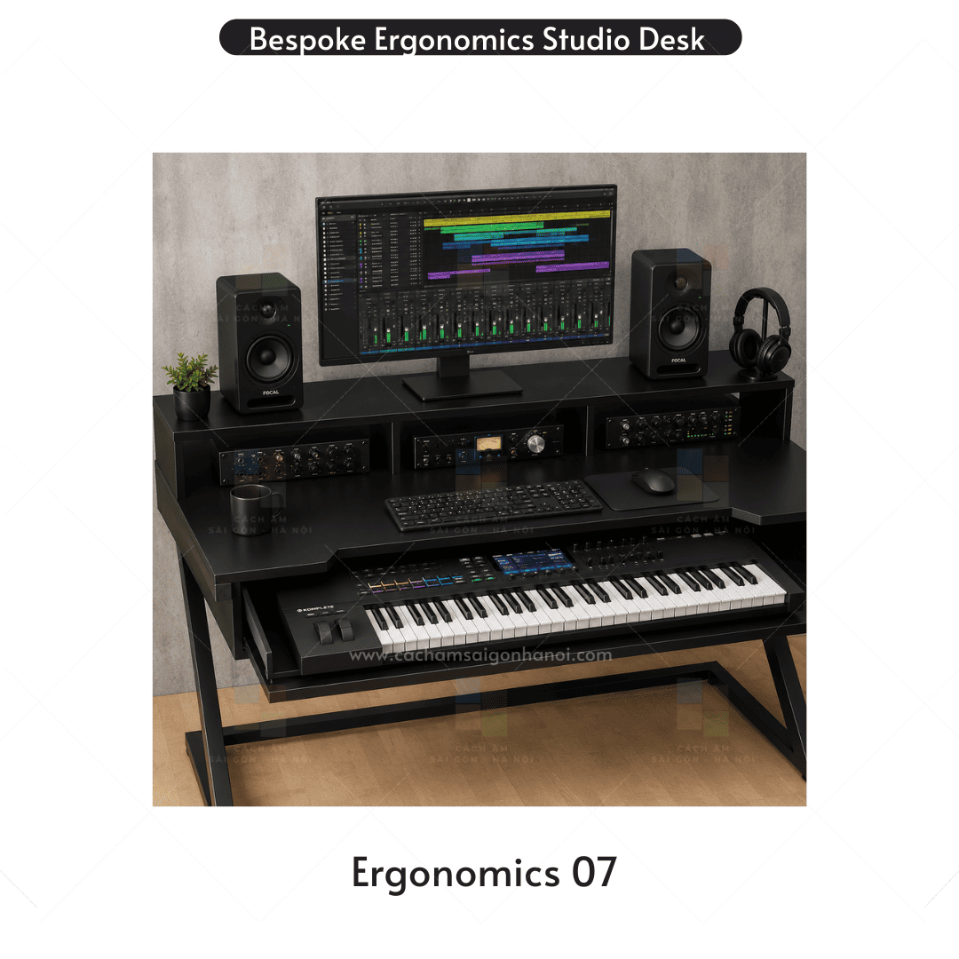 Bàn Recording Studio Ergonomics 07 màu đen hiện đại