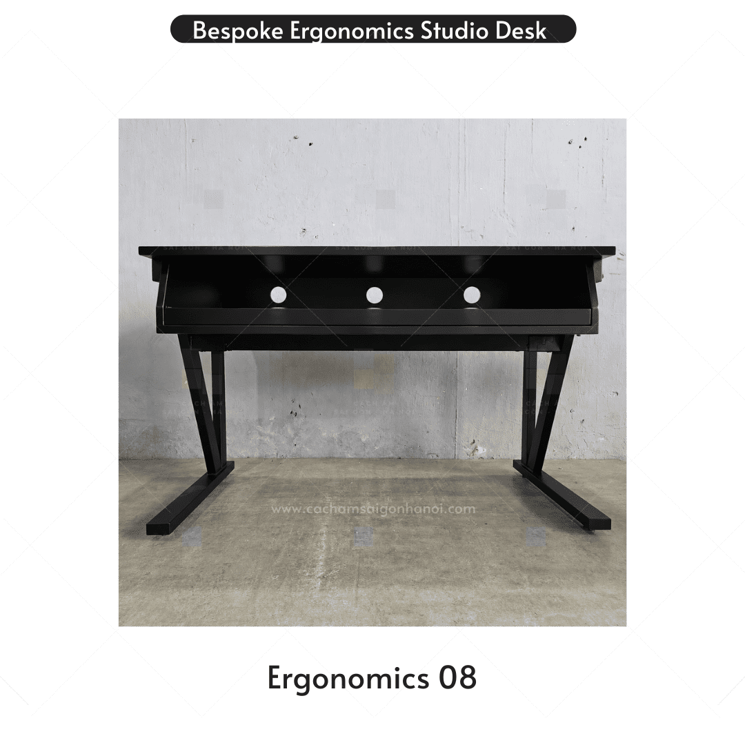 Mặt sau bàn Studio Desk Ergonomics 08 với hệ quản lý dây cáp