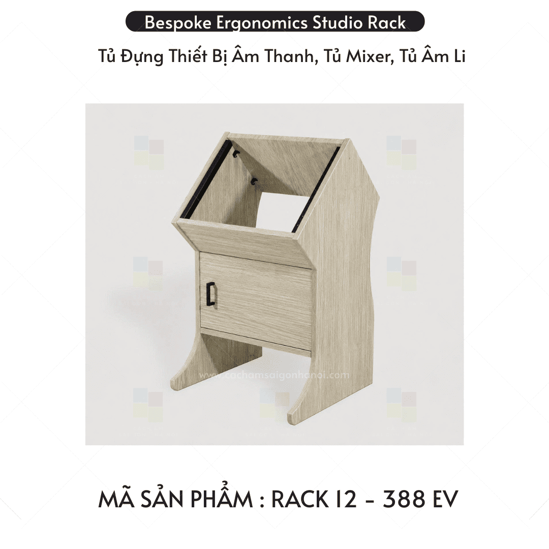 Rack 12U 388EV màu gỗ sáng hiện đại cho Studio
