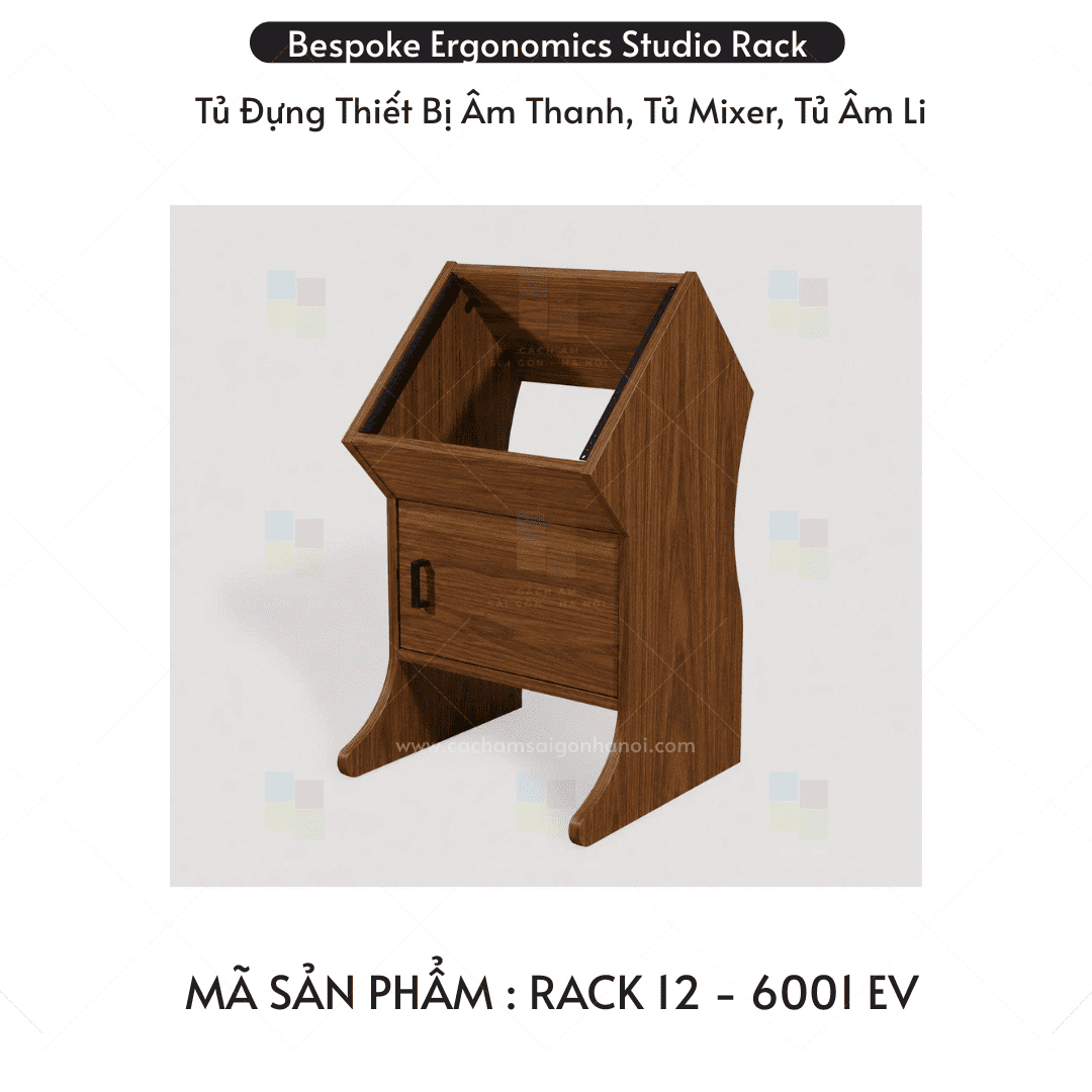 Rack 12U 6001EV màu óc chó cao cấp cho Studio