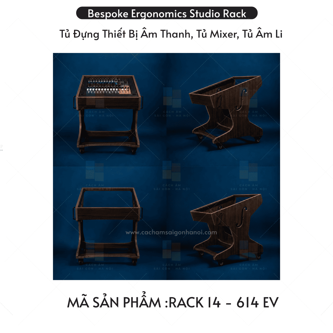 Rack 14 Studio 12U màu 614EV rack studio màu gỗ đen cao cấp
