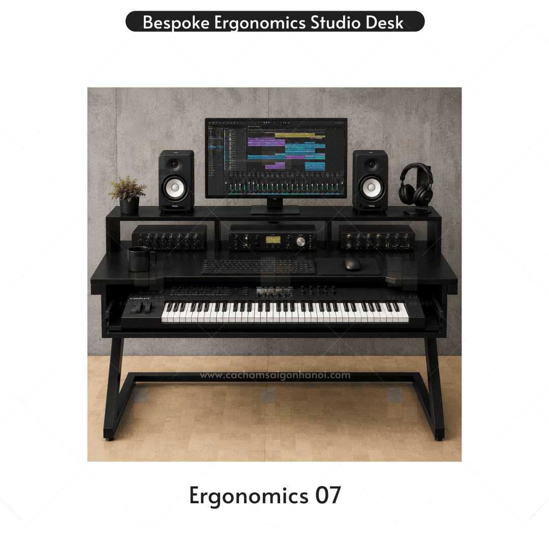 Studio Desk Ergonomics 07 tích hợp khay đàn MIDI Keyboard