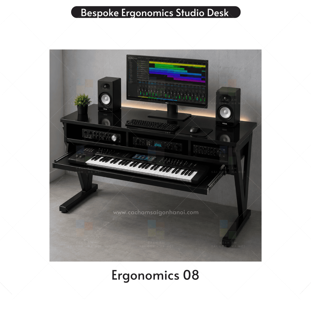 Bàn Home Studio Ergonomics 08 màu đen dành cho Producer